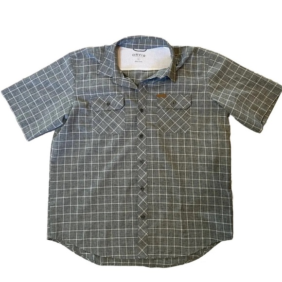 Orvis Gray White Plaid XL Shirt Short Sleeve Men’s Outdoors Nice Condition - Picture 1 of 10